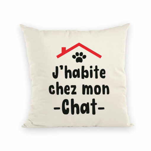 Coussin J’habite chez mon chat