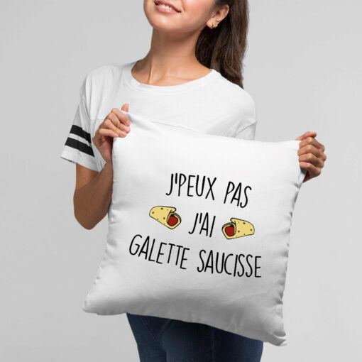 Coussin J’peux pas j’ai galette saucisse