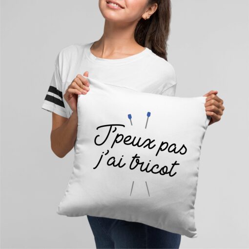 Coussin J’peux pas j’ai tricot