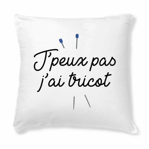 Coussin J’peux pas j’ai tricot