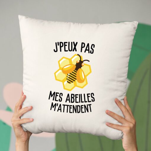 Coussin J’peux pas mes abeilles m’attendent