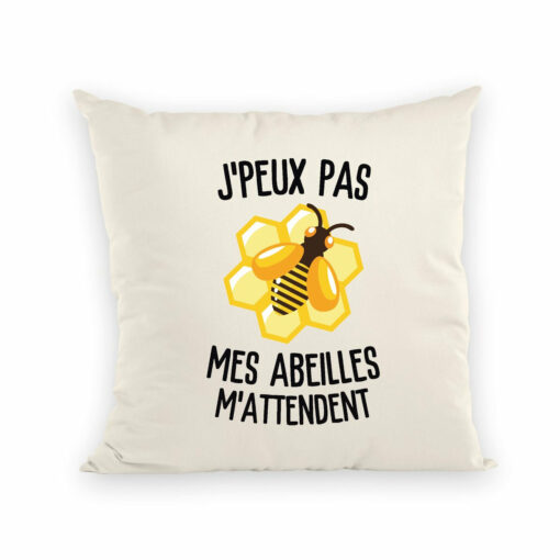 Coussin J’peux pas mes abeilles m’attendent