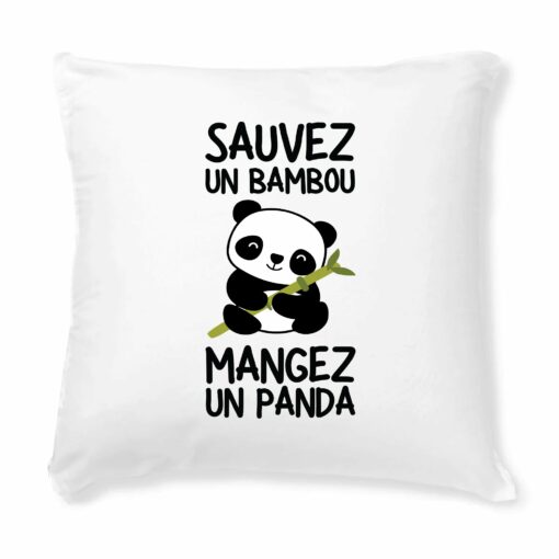 Coussin Sauvez un bambou, mangez un panda