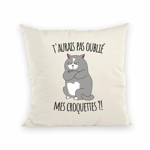 Coussin T’aurais pas oublie mes croquettes