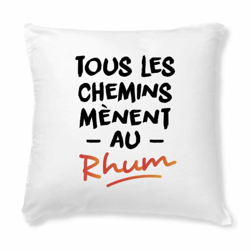 Coussin Tous les chemins menent au Rhum