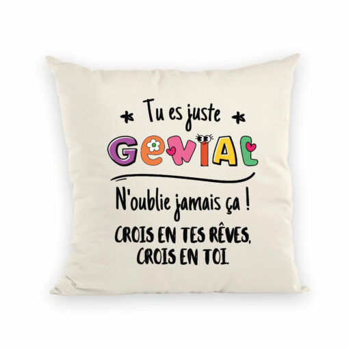 Coussin Tu es genial crois en tes reves