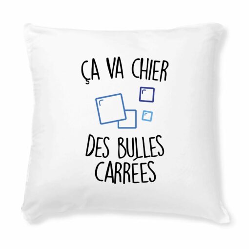 Coussin ca va chier des bulles carrees