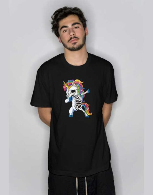 Dabbing Unicorn Skeleton T Shirt