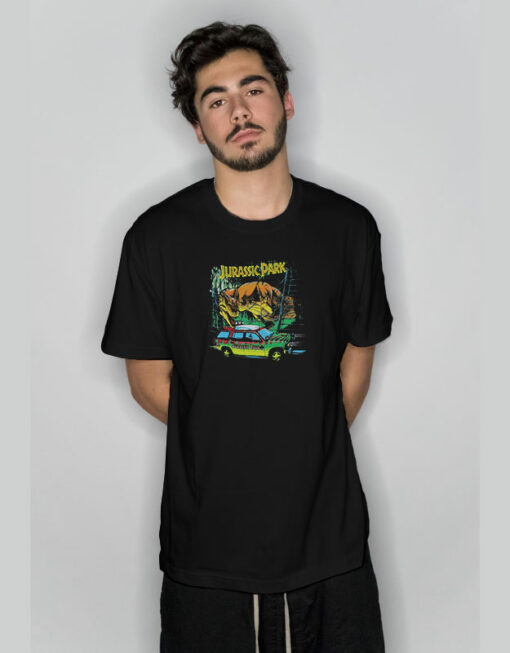 Dino Attacking Jurassic Park Tour SUV Classic T-Shirt