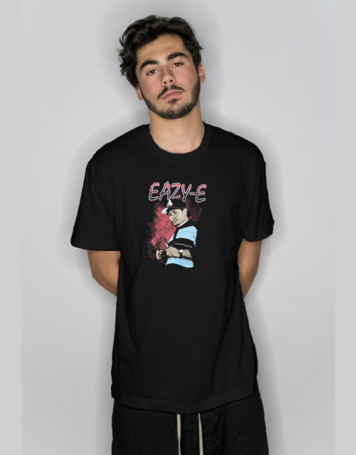 Eazy E Red Background & Logo T-Shirt