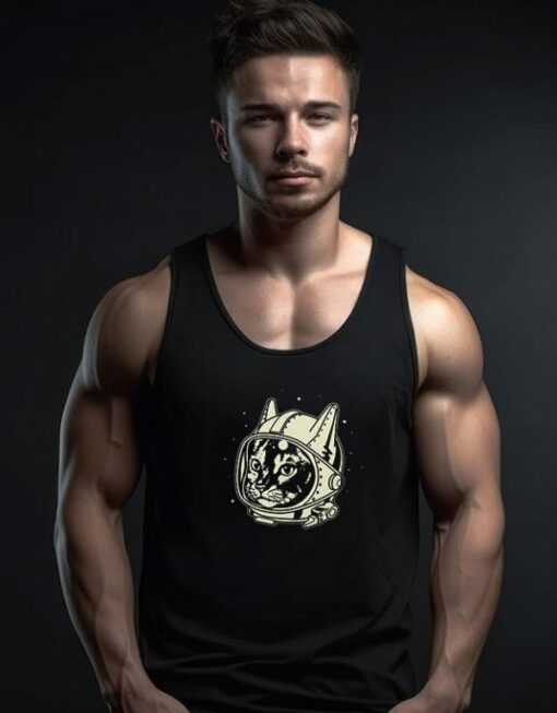 Funny Black Astro Cat Tank Top