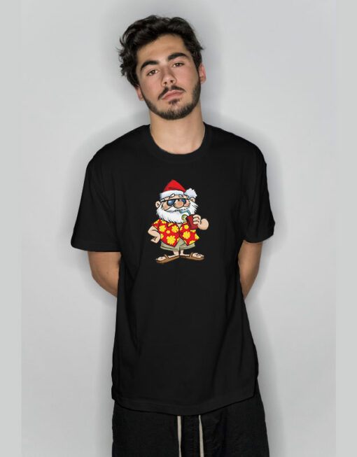 Funny Hawaiian Xmas Summer Santa T-Shirt