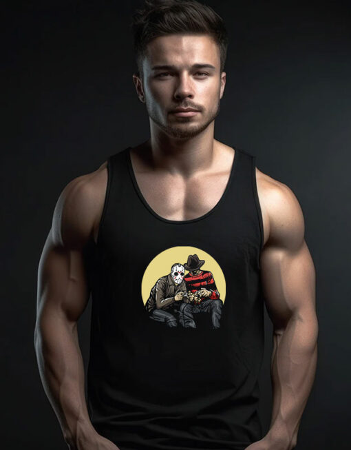 Horror Scary Movie Villains Playing Video Games Tank Top