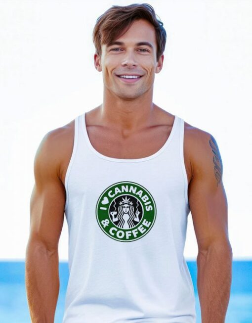 I Love Cannabis Green Coffee Tank Top