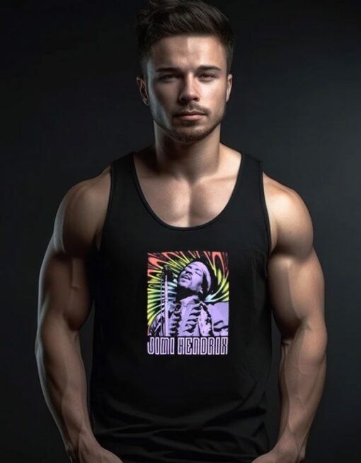 Jimi Hendrix Boxed Rainbow Psychedelic Rays Tank Top