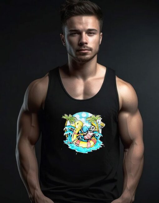 Yellow Hair Skull Holiday Beer Vacation Unisex Tank Top