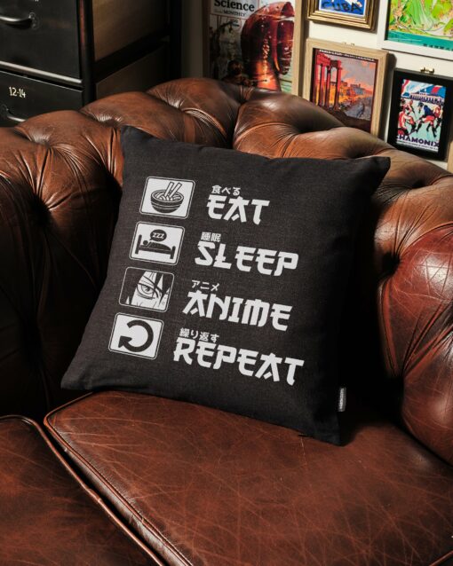 Eat Sleep Anime Repeat Cushion