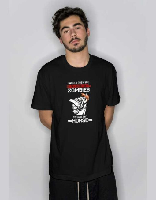 Horses In Front Of Zombies T Shirt