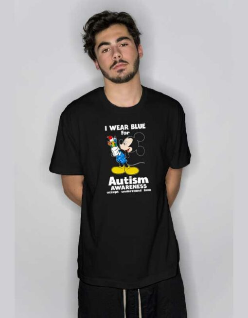 Mickey I Wear Blue For Autism T Shirt