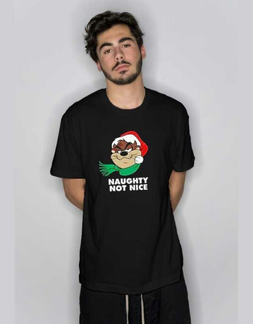 Naughty Not Nice Christmas Taz T Shirt