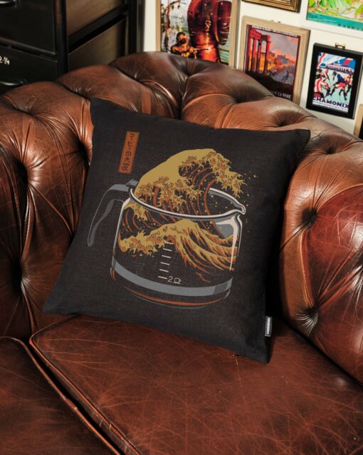 The Great Wave of Coffee Cushion